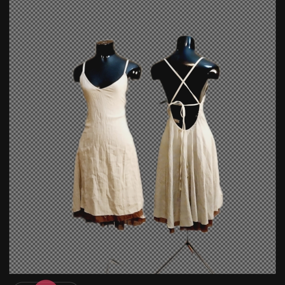 Cream Spaghetti Strap Backless Sundress